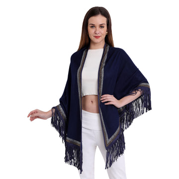 Magnolia D-Design Cape with Border Crystals & Bottom Fringes