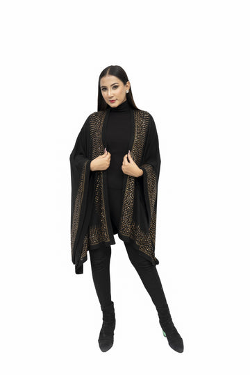 Poppy Passion Knitted Cape with Glass Square Studs