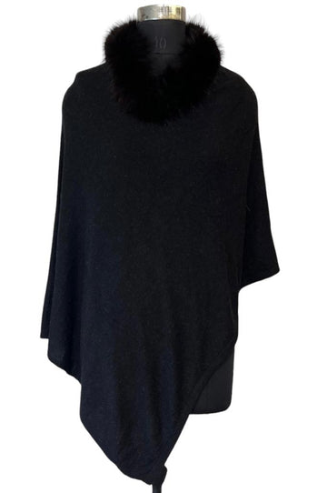 Camellia Couture Knitted Neck Fur Poncho