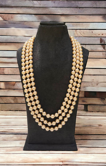 3 Line Shell Pearl Necklace