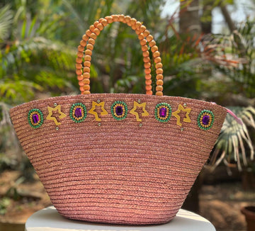 Straw Embroidered Bag