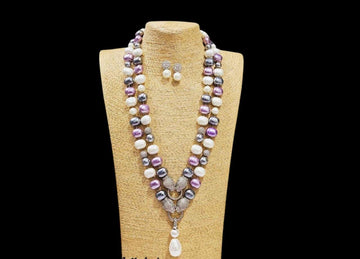 Double Layer Shell Pearl Necklace Set