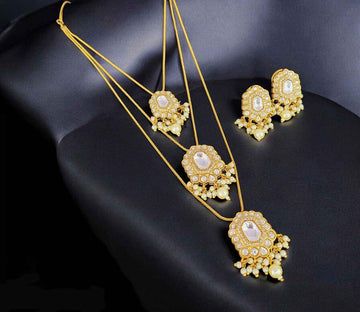 Kundan Inspired Triple Layer Necklace Set