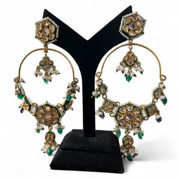 Royal Kundan & Pearl Hoop Earrings