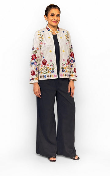 Rangoli Floral Embroidered Cotton Jacket