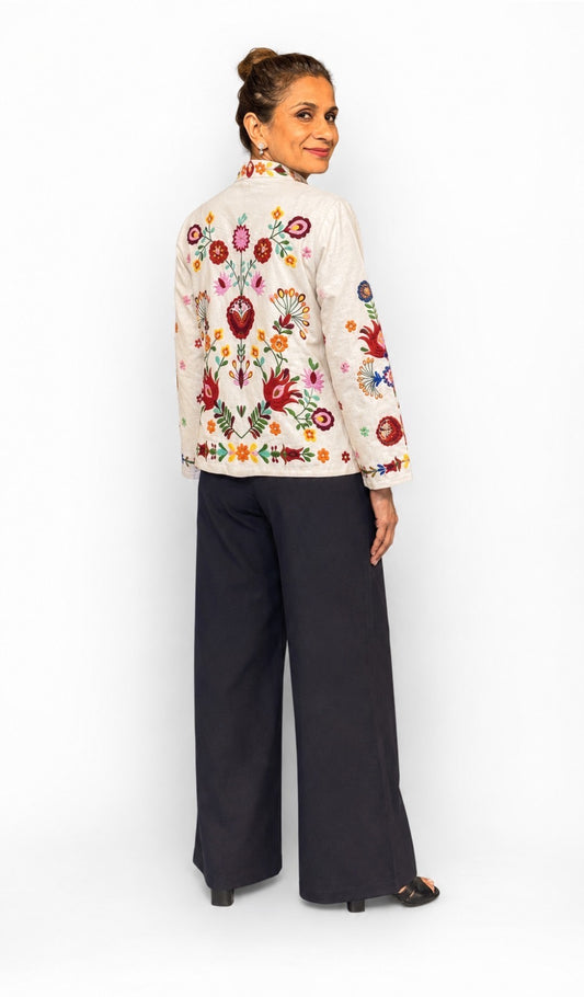 Rangoli Floral Embroidered Cotton Jacket