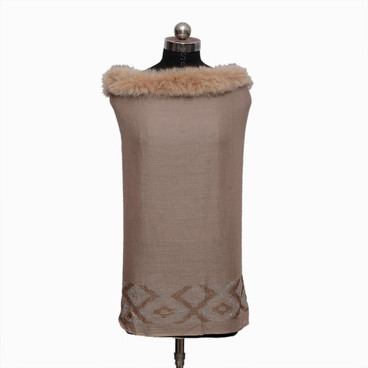 Lux One Side Fur One Side Crystal Stole