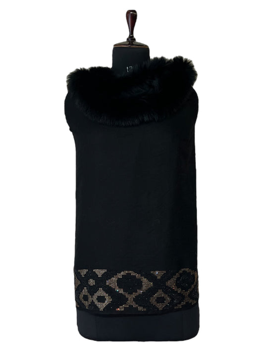 Lux One Side Fur One Side Crystal Stole