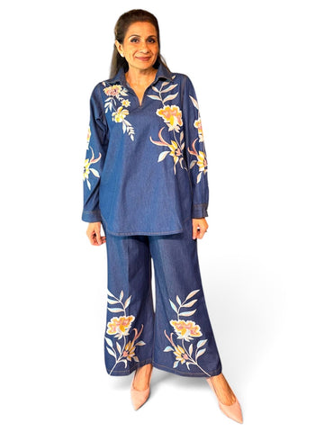 Embroidered Denim Co-ord Set