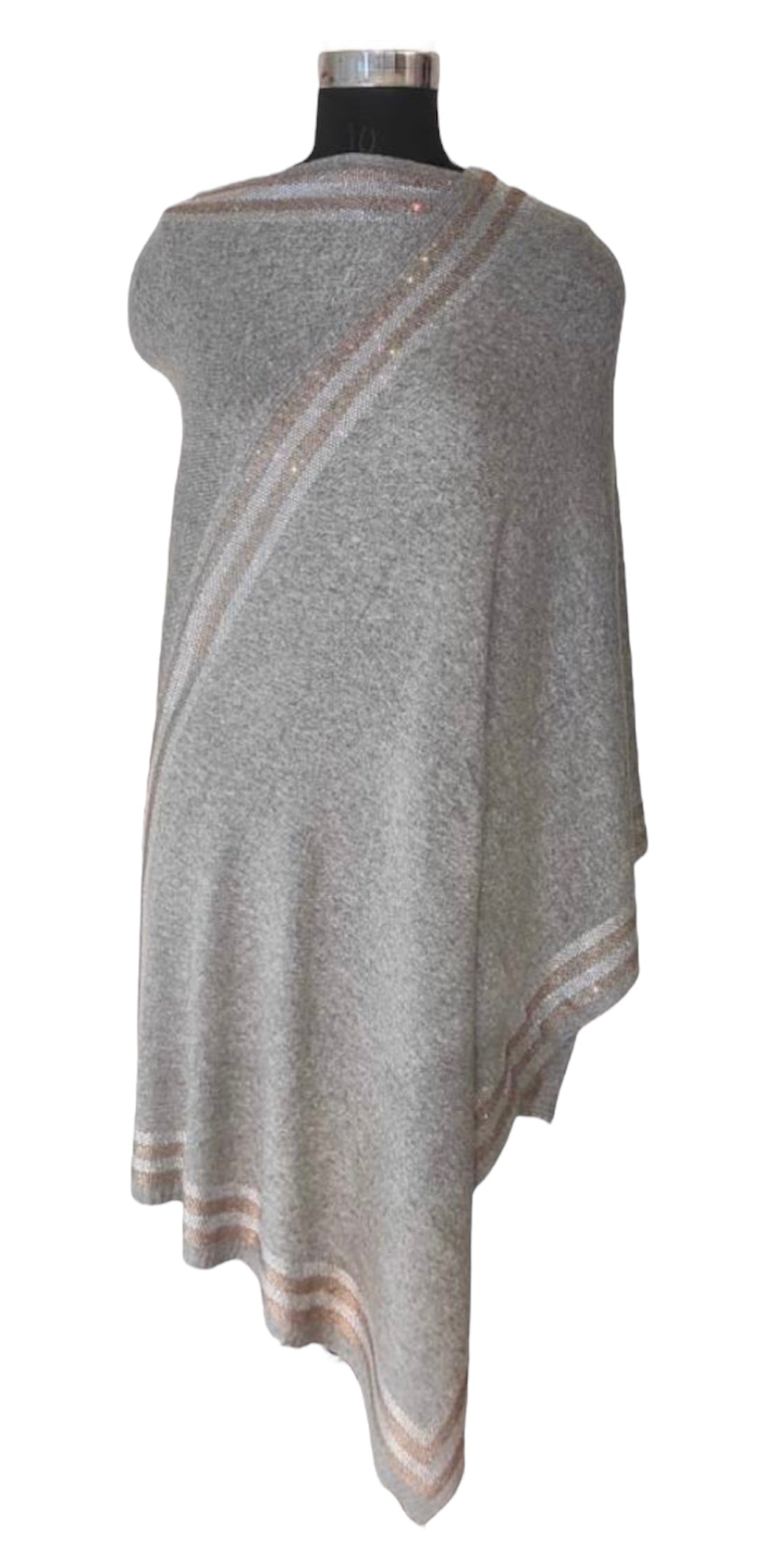 Cashmere Knitted Stoles with 20 Lines Silver and Gold Crystals