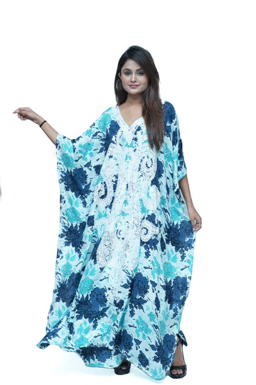 Printed Kashmiri Embroidered Long Kaftan