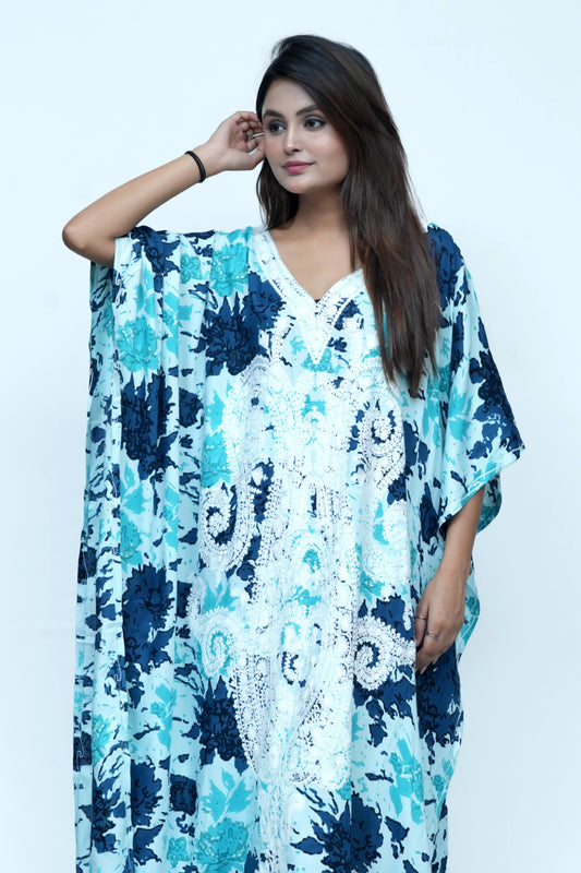 Printed Kashmiri Embroidered Long Kaftan