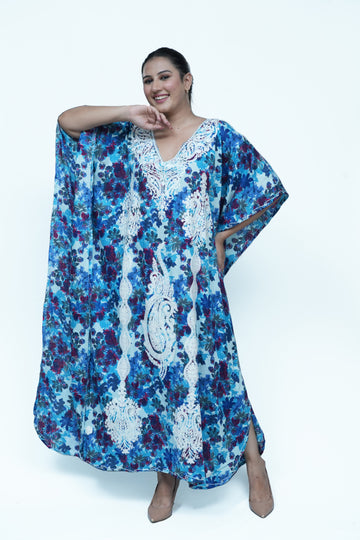 Printed Kashmiri Embroidered Long Kaftan