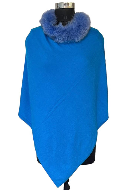 Camellia Couture Knitted Neck Fur Poncho