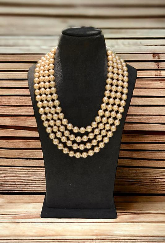 4 Line Shell Pearl Necklace