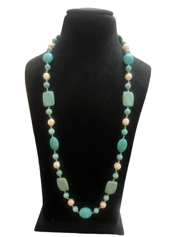 Mixed Sized Turquoise Beads Necklace