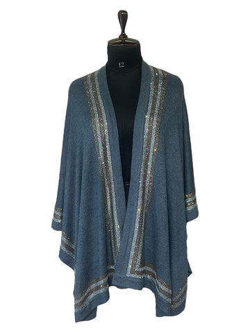 Lily Knitted Cape with 20lines Border Crystal