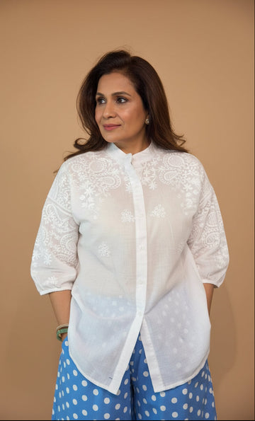 Snow Floral Shirt ( Free Size )