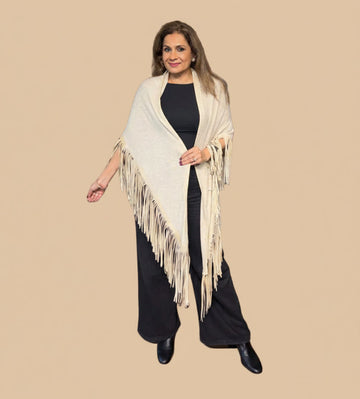 Classic V Cape with Pure Leather Fringes