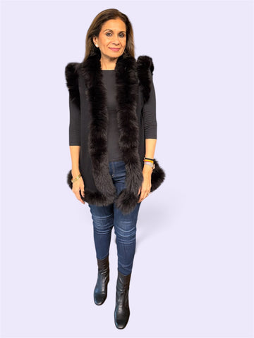 Snowdrop Knitted Short Shrug with Fur on All Sides