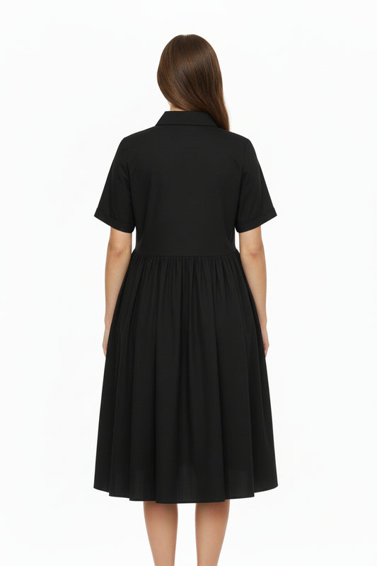 Saffron Side Flower Shirt Dress