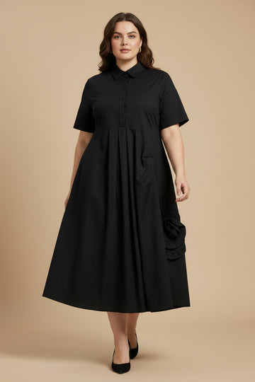 Saffron Side Flower Shirt Dress