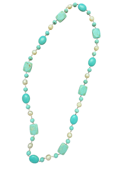 Mixed Sized Turquoise Beads Necklace