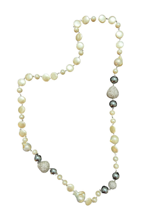 Single Line Necklace With Baroque Pearls