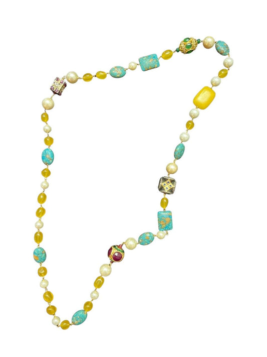 Single Line Necklace With Turquoise Beads