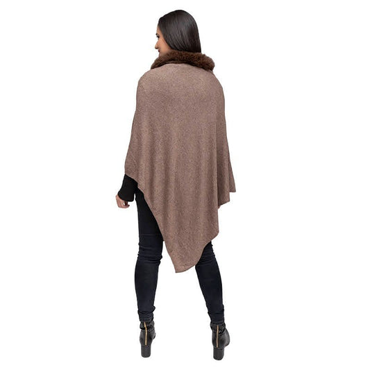 Camellia Couture Knitted Neck Fur Poncho