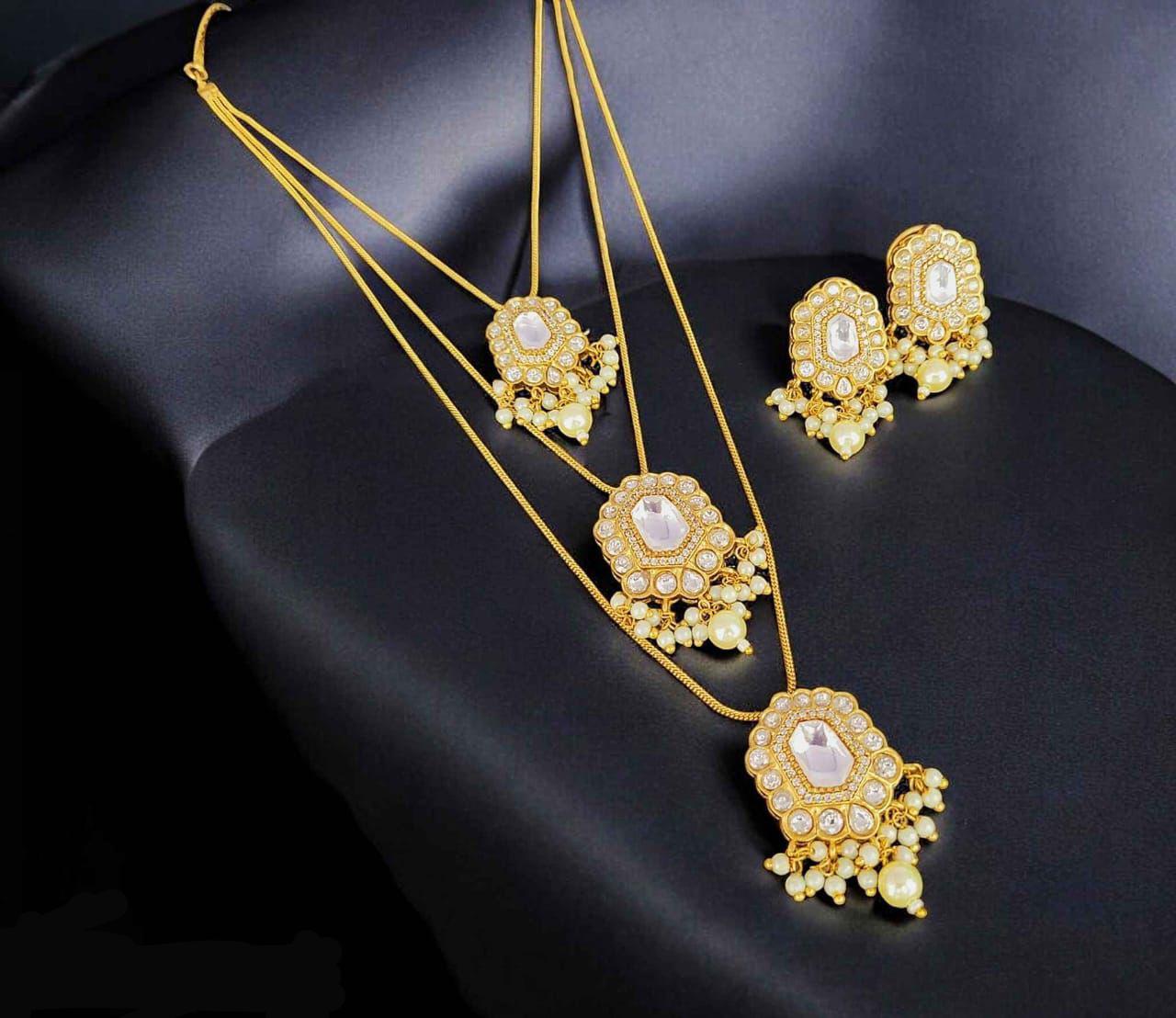 Kundan Inspired Triple Layer Necklace Set
