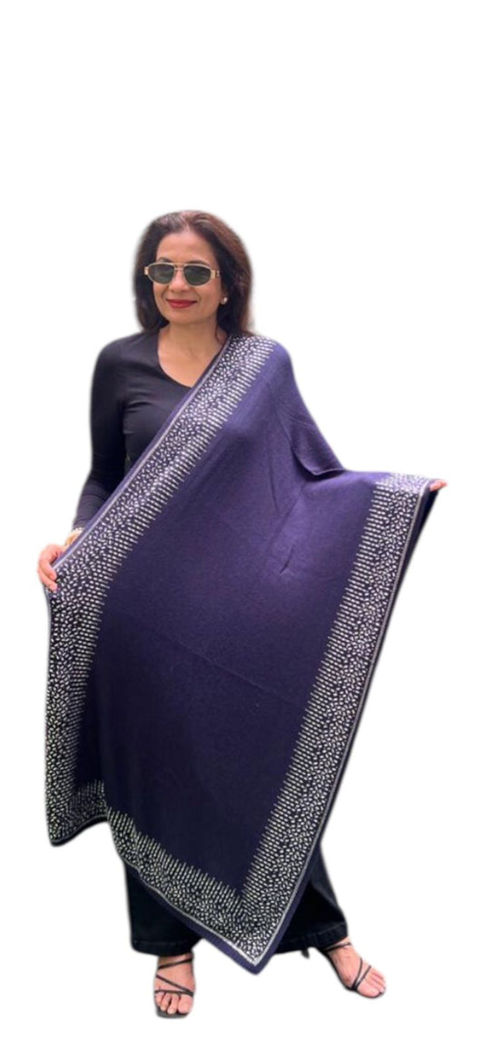 Blazing Star Knitted Stole with Glass Square Studs
