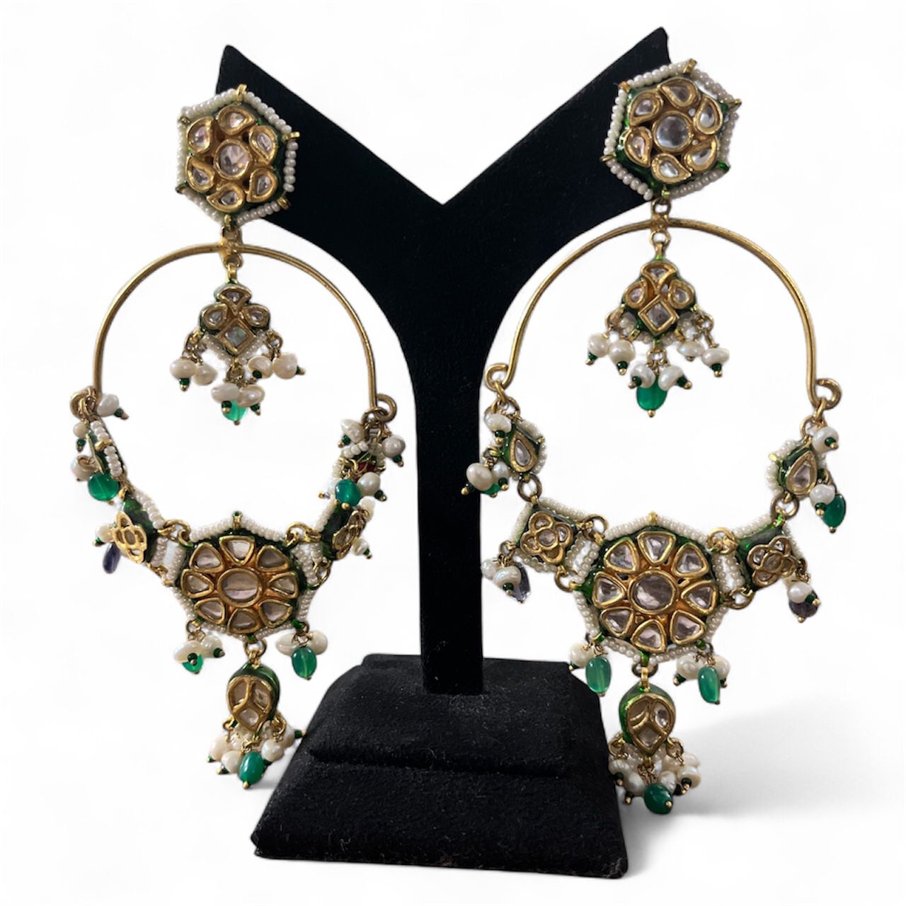Royal Kundan & Pearl Hoop Earrings