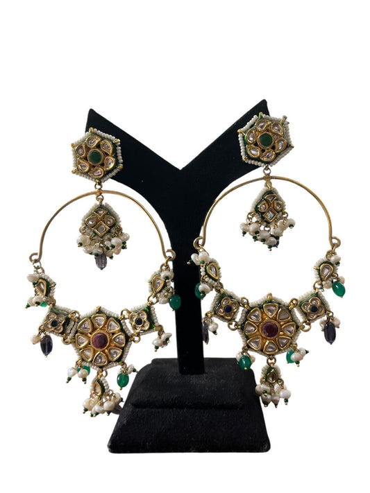 Royal Kundan & Pearl Hoop Earrings