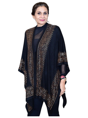 Poppy Passion Knitted Cape with Glass Square Studs