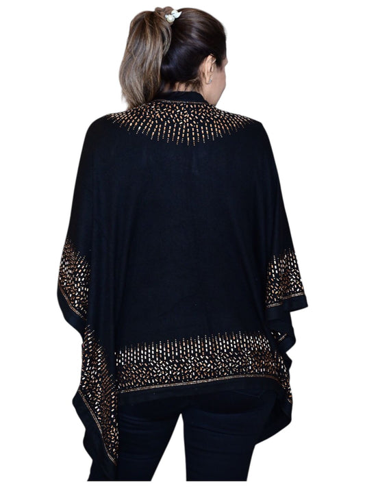 Poppy Passion Knitted Cape with Glass Square Studs