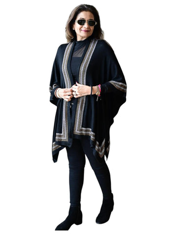 Lily Knitted Cape with 20 lines Border Crystal