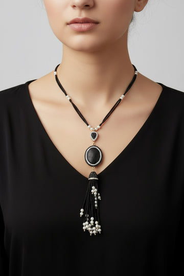 Mono Charm Tassel Necklace