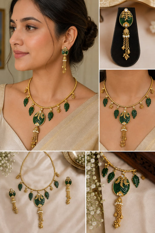 Verdant Leaf Necklace Set
